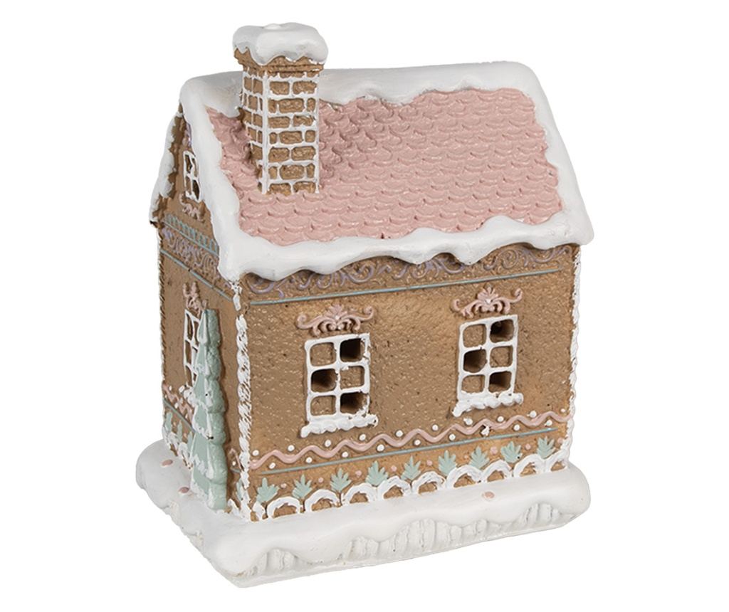 Mézeskalács házikó, többszínű polyresin LED-del, 13x10x16 cm - 2