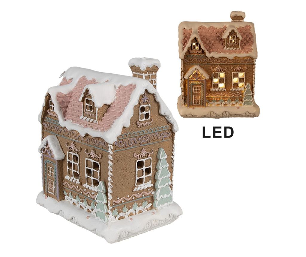 Mézeskalács házikó, többszínű polyresin LED-del, 13x10x16 cm - 4