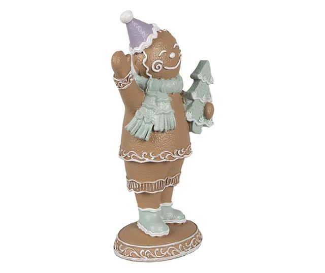 Mézeskalács figura, polirezin, többszínű, 9x5x16 cm