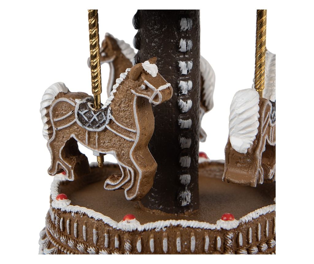 Karácsonyi zenélő körhinta, polirezin, barna-fehér, 12x22 cm - 3