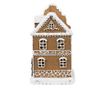 Mézeskalács házikó műgyanta barna fehér LED 12x10x21 cm