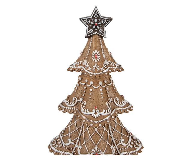 Barna és fehér műgyanta karácsonyfadísz 18x32 cm