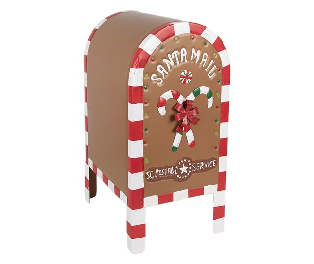 Karácsonyi postaláda dekoráció, fém, többszínű, 22x18x34 cm