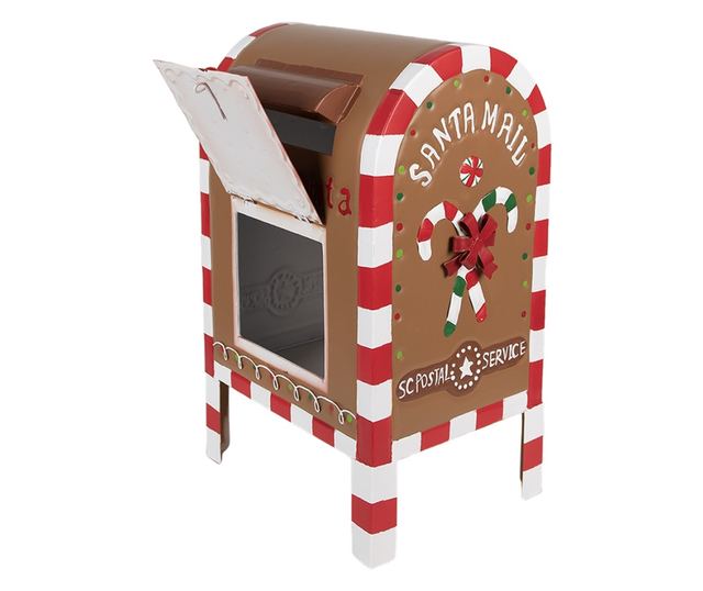 Karácsonyi postaláda dekoráció, fém, többszínű, 22x18x34 cm