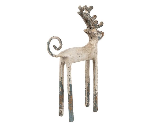 Antik bézs színű vas rénszarvas figura 16x5x25 cm