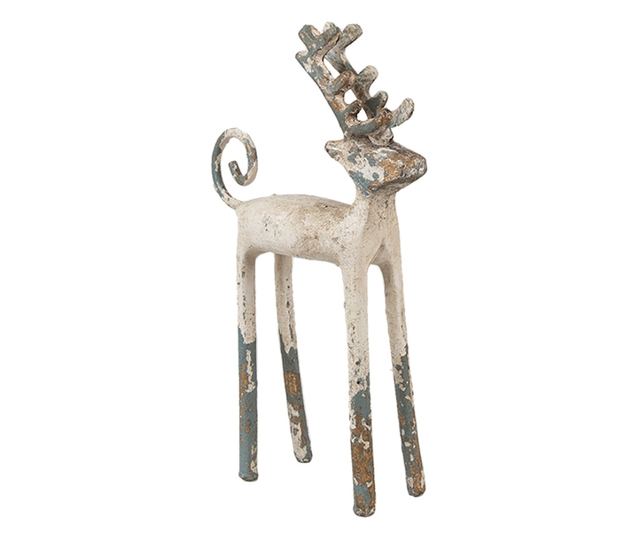 Antik bézs színű vas rénszarvas figura 16x5x25 cm