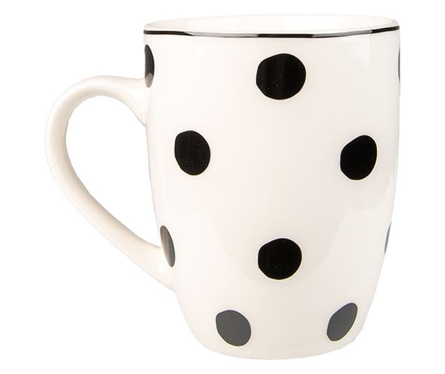 6 db Fehér és Fekete Porcelán Bögre Készlet, 12x8x10 cm, 350 ml