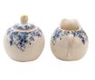 Cukortartó és tejeskanna készlet, fehér-kék porcelán, 11x9x8 cm, 9x9 cm