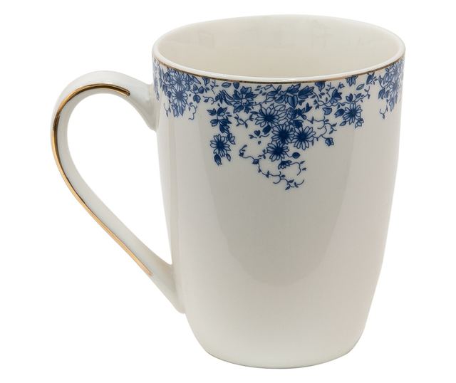 4 darabos fehér és kék porcelán bögre szett, 12x9x11 cm, 330 ml