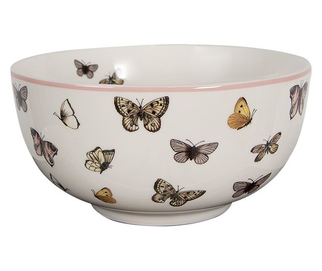 3 darabos, többszínű, pillangós porcelán tál szett, 14x7 cm, 500 ml