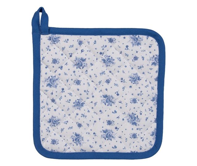 2 darabos fehér és kék pamut konyharuha szett 20x20 cm