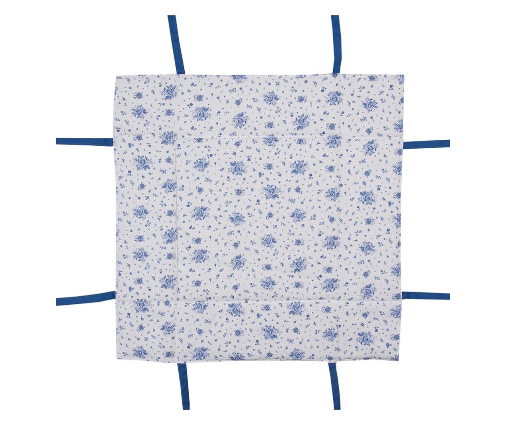 Fehér és kék pamut kenyérkosár 35x35x8 cm - 3