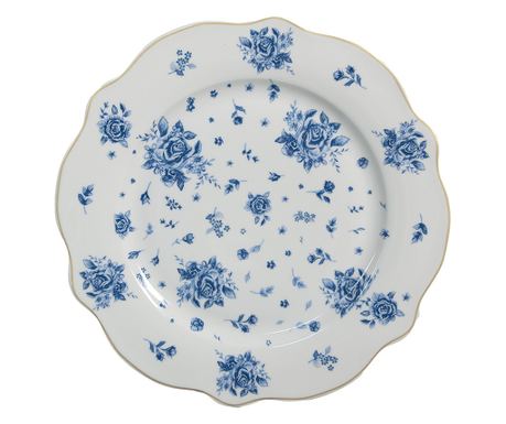 Set 6 porcelanastih krožnikov - bela, modra, zlata (20x2 cm)
