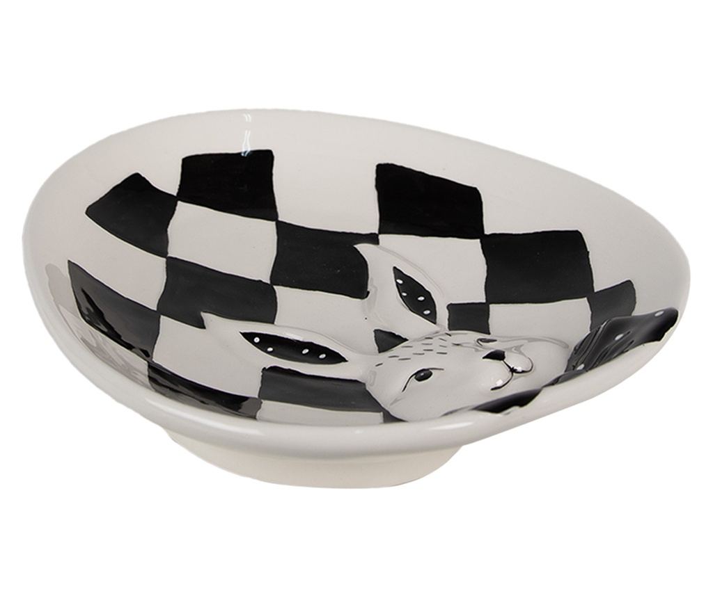 Fehér és fekete porcelán tésztás tányér 21x18x4 cm - 2