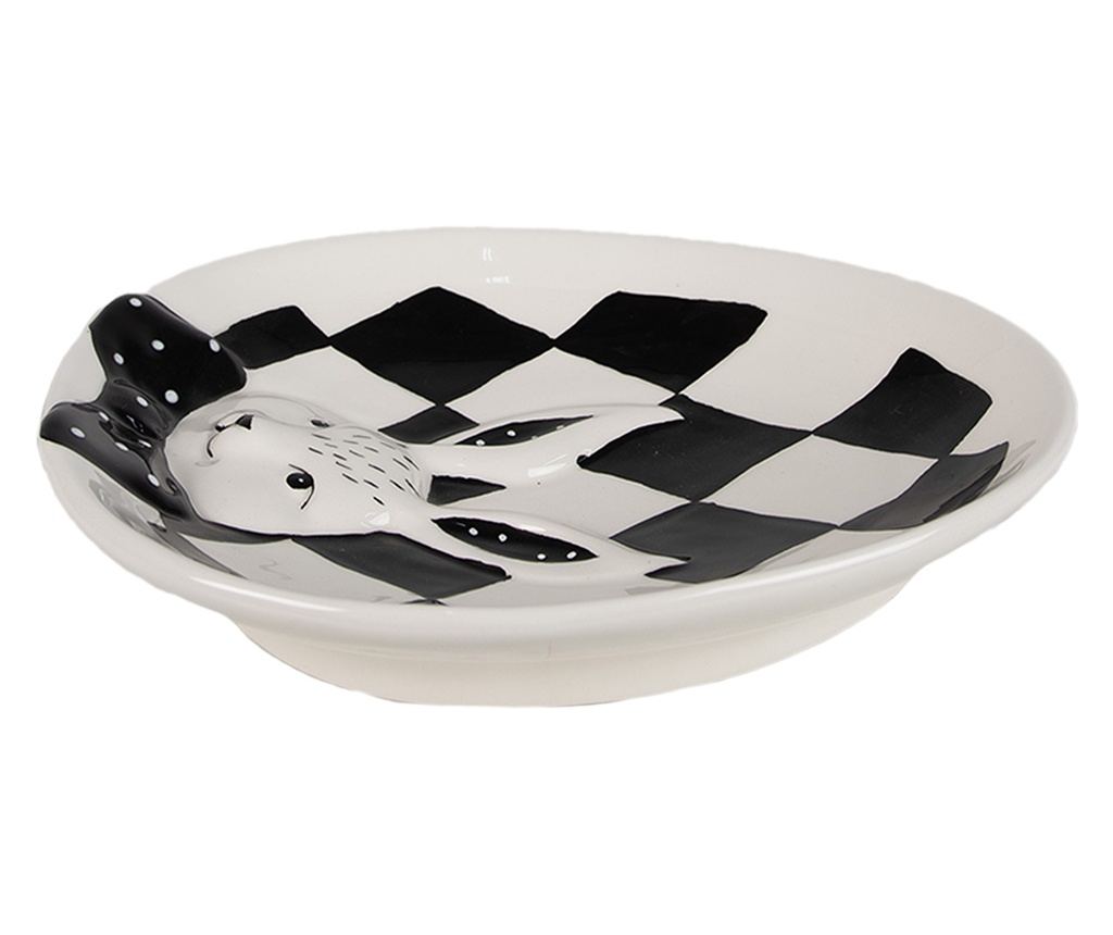 Fehér és fekete porcelán tésztás tányér 21x18x4 cm - 3