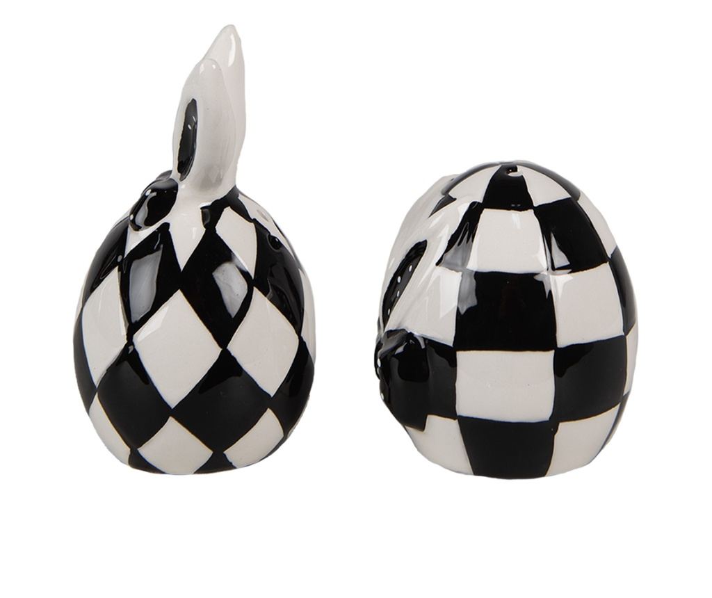 Fehér és fekete porcelán só- és borsszóró készlet 5x9 cm, 5x7 cm - 2