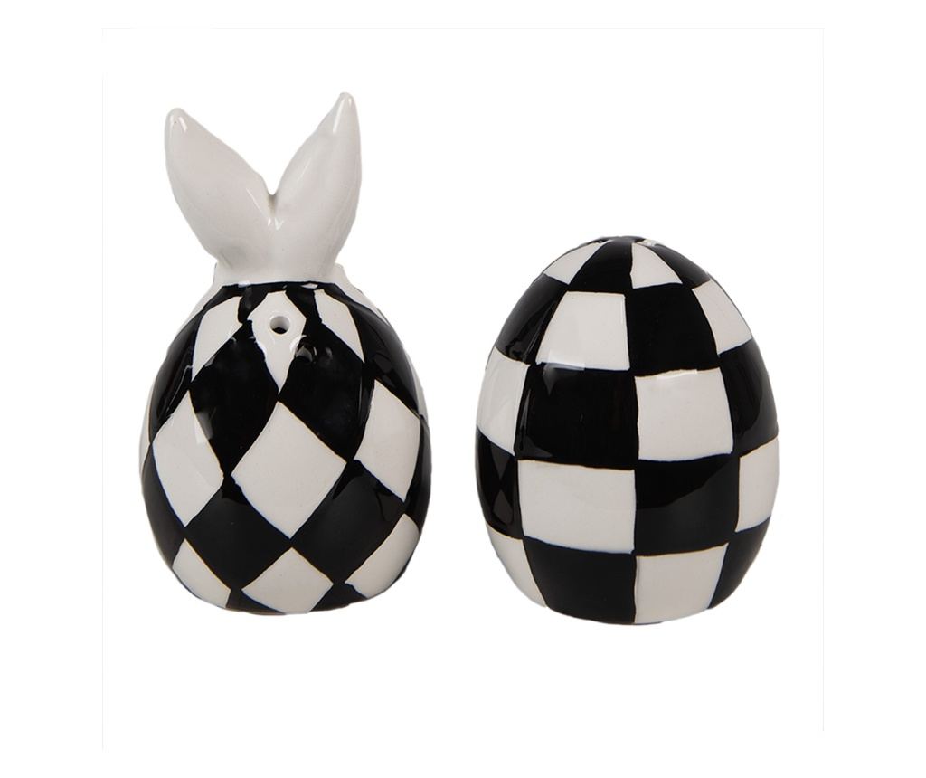 Fehér és fekete porcelán só- és borsszóró készlet 5x9 cm, 5x7 cm - 3