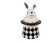 Fehér és fekete kerámia húsvéti nyuszi tároló 13x13x20 cm thumbnail 1
