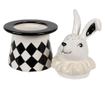 Fehér és fekete kerámia húsvéti nyuszi tároló 13x13x20 cm thumbnail 3