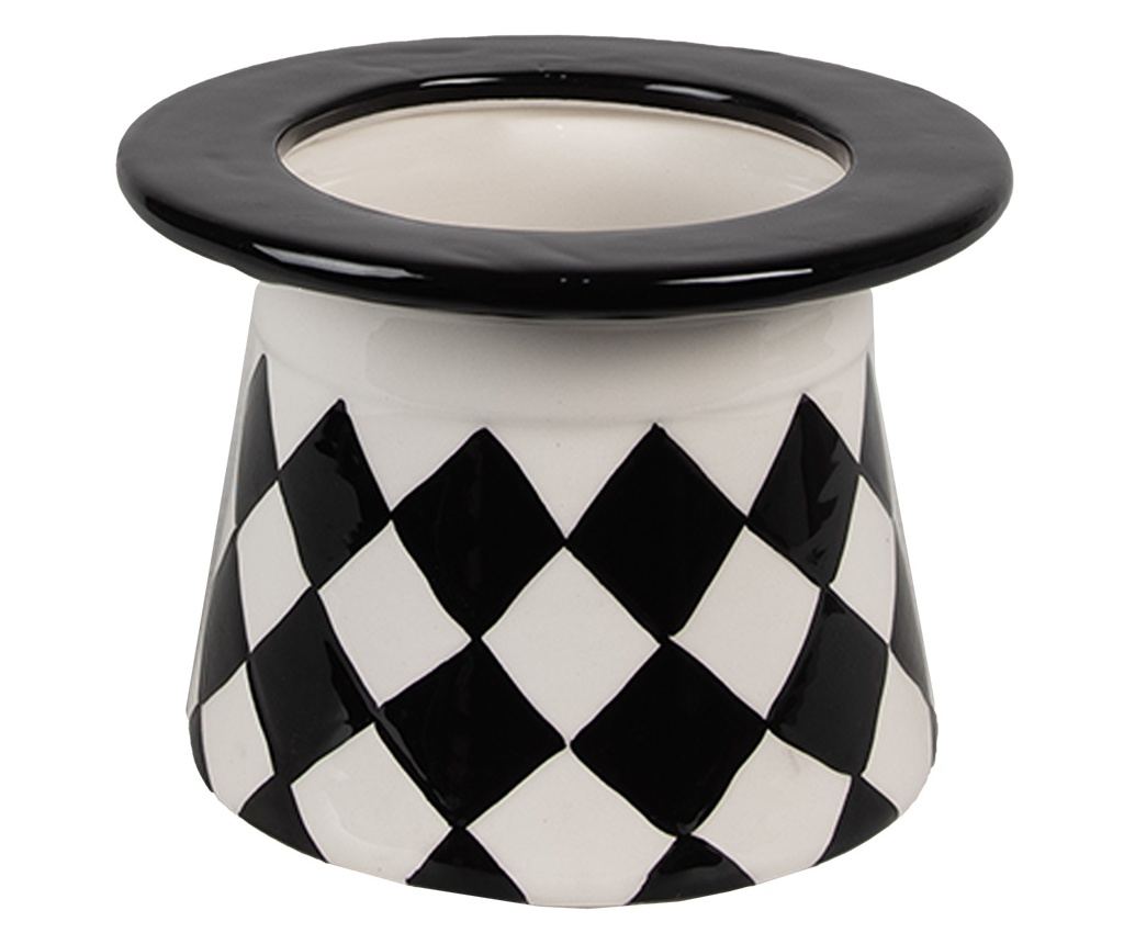 Fehér és fekete kerámia húsvéti nyuszi tároló 13x13x20 cm - 4