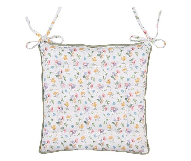 2 darabos, többszínű virágos pamut székpárna szett, 40x40x4 cm