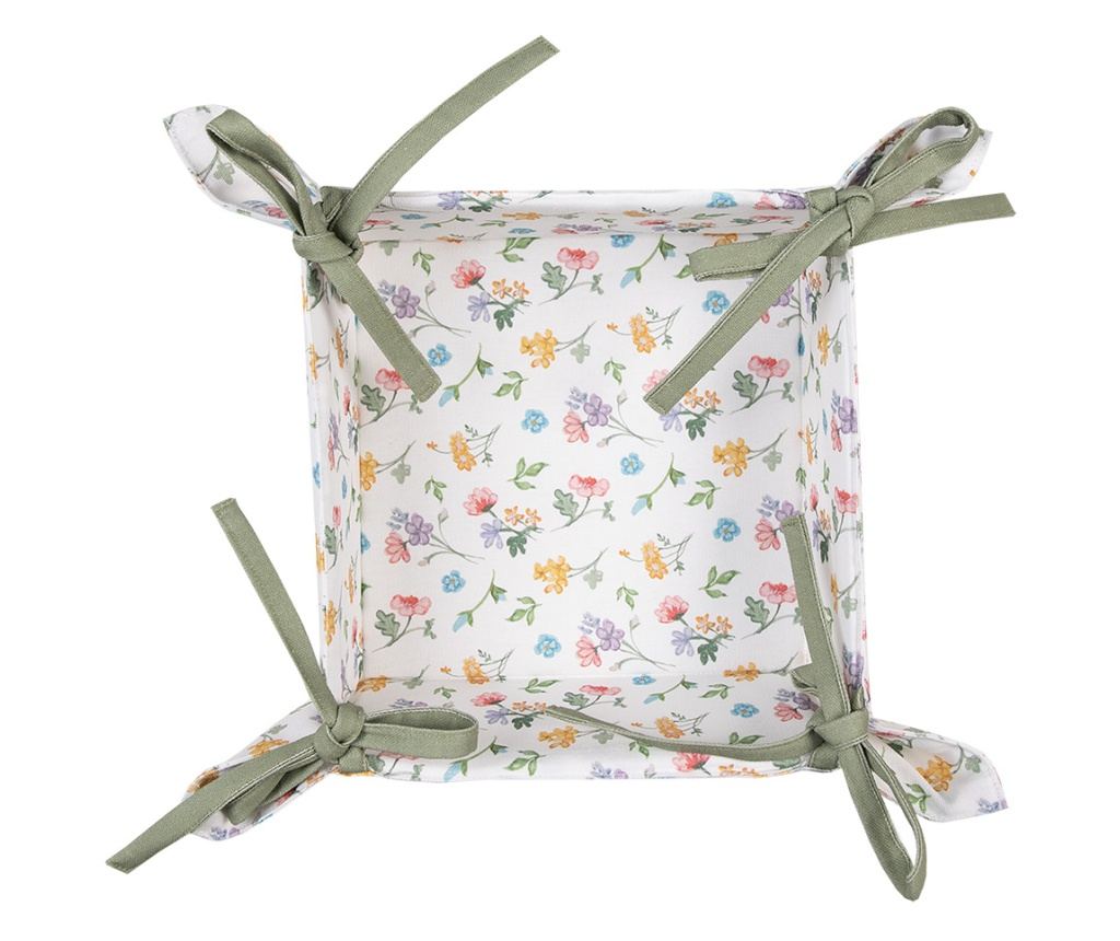 Többszínű Virágos Pamut Kenyérkosár 35x35x8 cm - 2