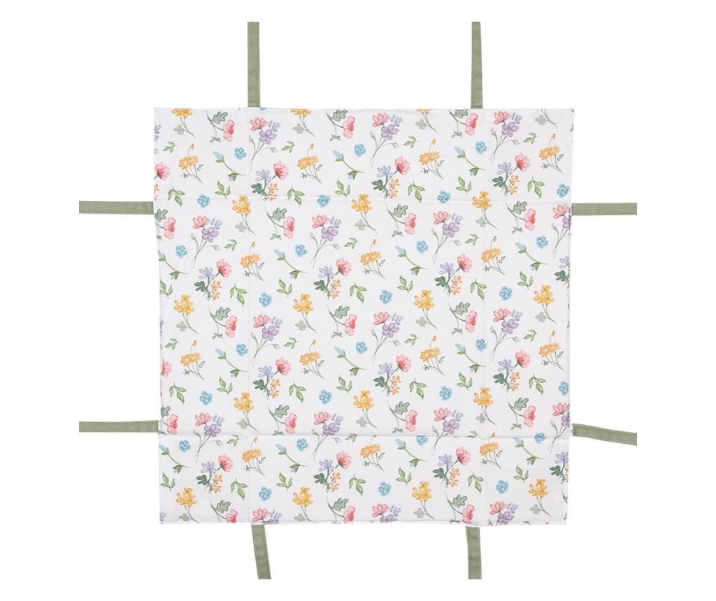 Többszínű Virágos Pamut Kenyérkosár 35x35x8 cm - 3