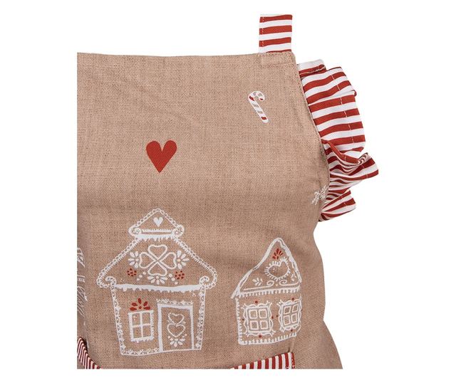 Gyerek konyhai kötény, pamut, többszínű, mézeskalács minta, 56x48 cm