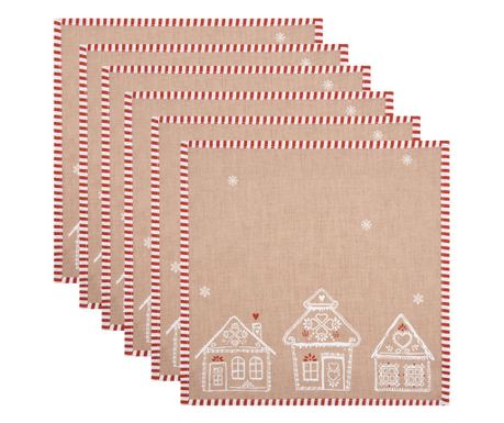 Set od 6 pamučnih salveta za stol Gingerbread 40x40 cm