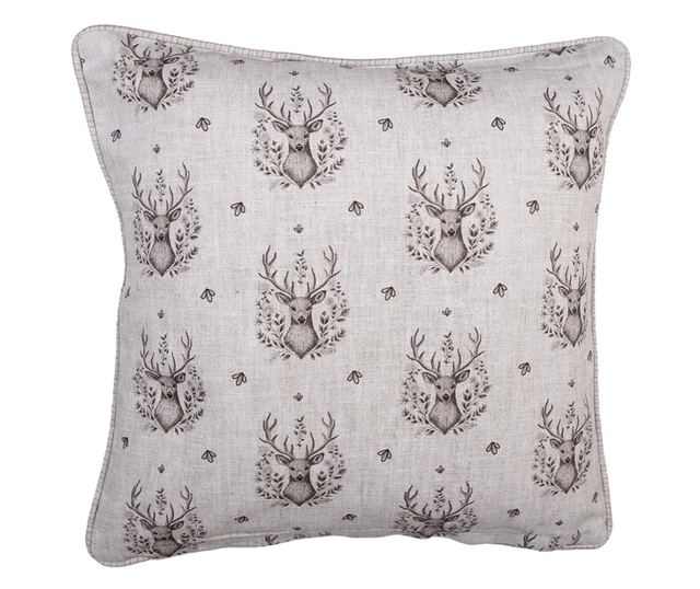 Ren párnahuzat, poliészter, bézs/barna, 45x45 cm