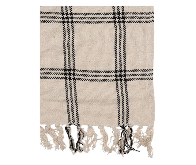 Bézs és fekete pamut takaró 125x150 cm