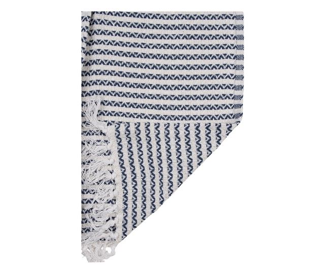 Bézs és kék pamut takaró 125x150 cm