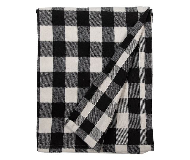 Fekete-fehér textil takaró 130x170 cm