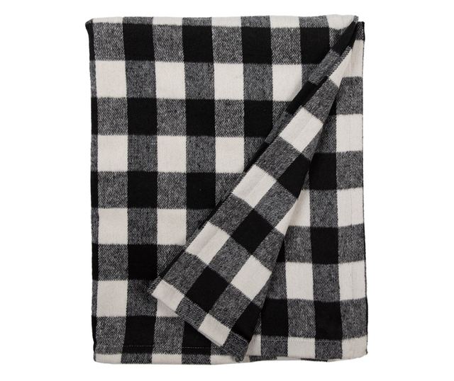 Fekete-fehér textil takaró 130x170 cm