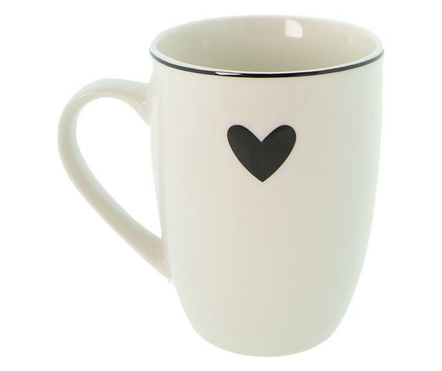 6 db Porcelán Bögre Készlet, Fekete-Fehér, 12x8x10 cm, 350 ml