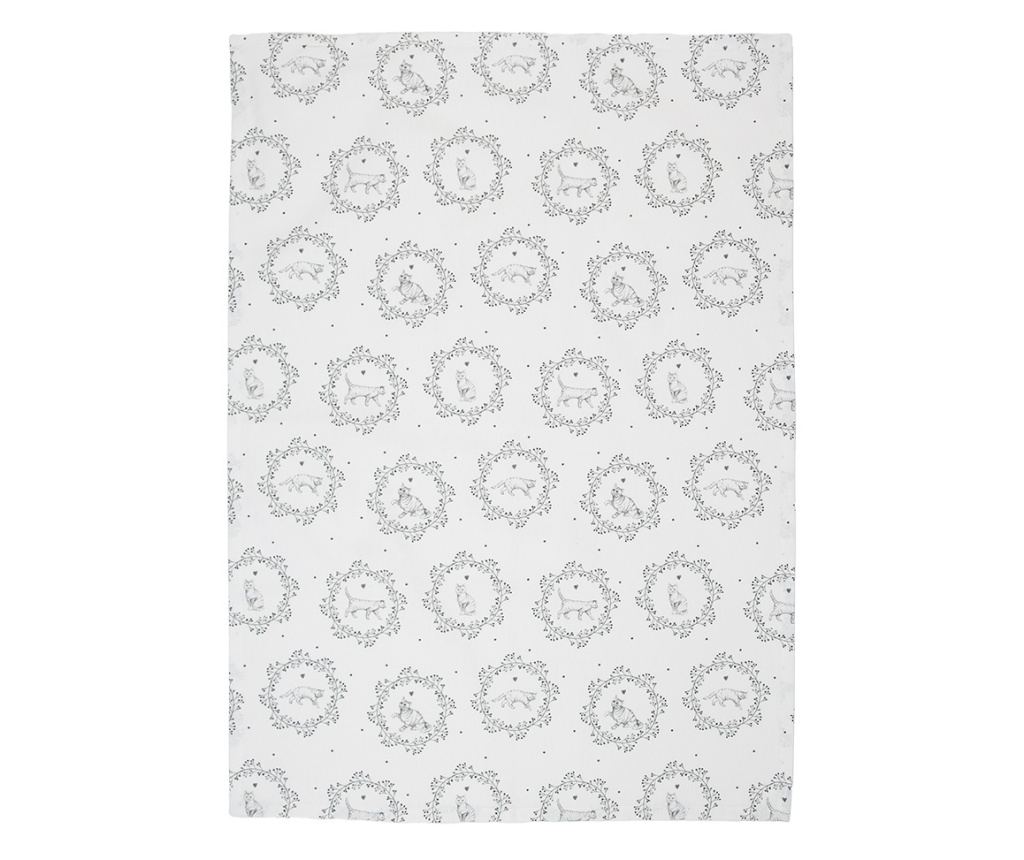 Fehér és szürke macskás pamut konyharuha 50x70 cm - 2