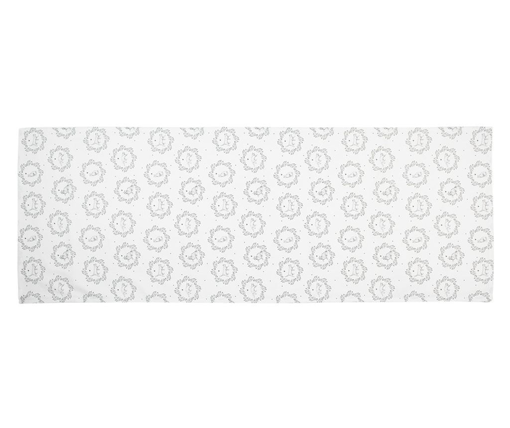 Fehér és szürke macskás pamut asztali futó 50x140 cm - 2