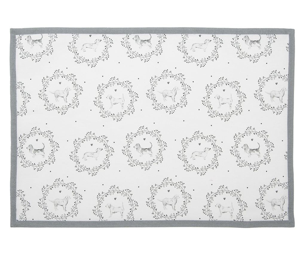 6 db fehér és szürke kiskutya mintás pamut alátét 48x33 cm - 2