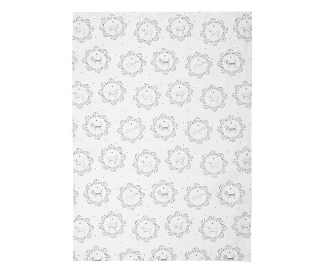 Prosop bucatarie bumbac alb gri Catelus 50x70 cm