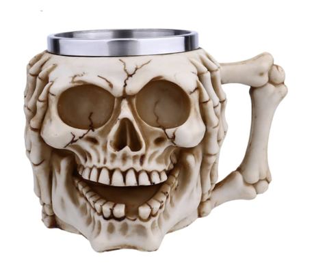 Pufo Skull Don't Hear метална чаша за бира във формата на череп, 380 ml
