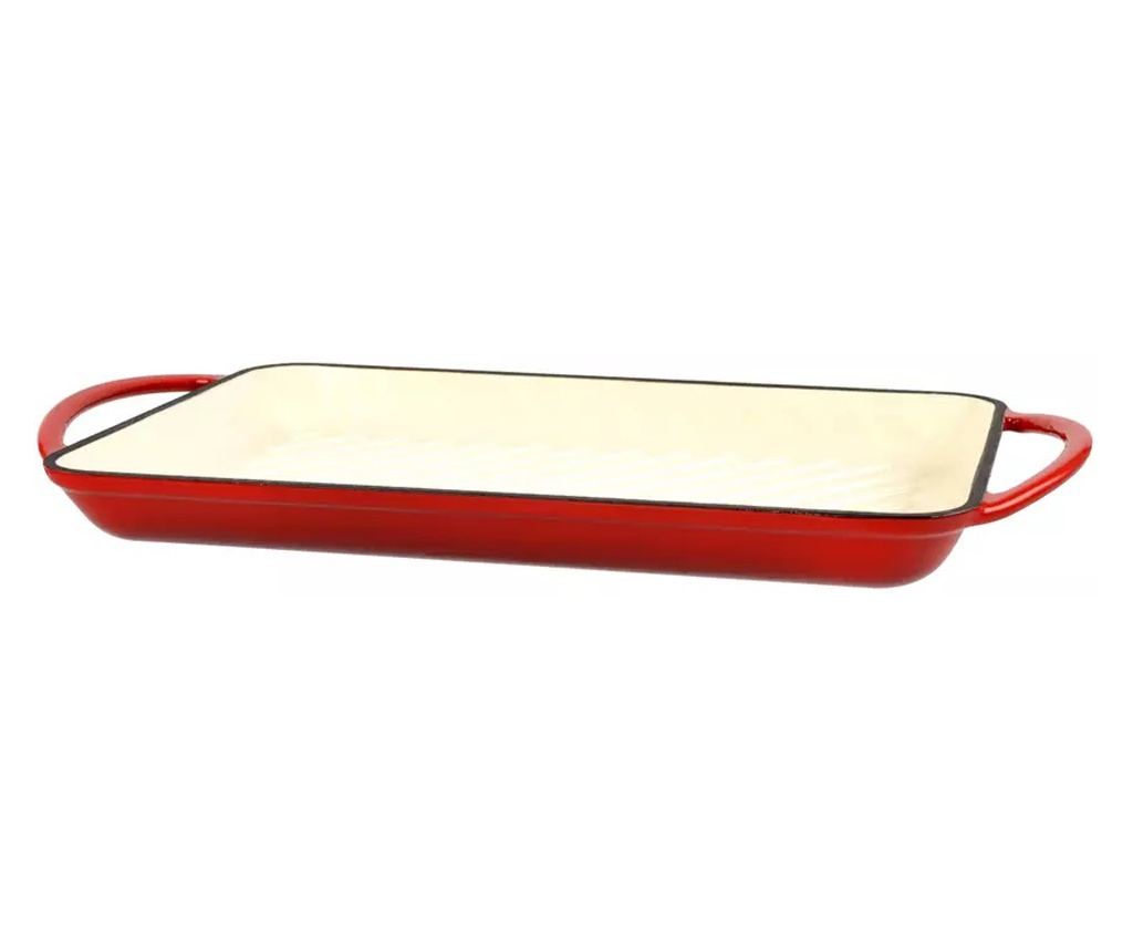 Zománcozott Öntöttvas Grill Tepsi 33x21,5 cm Masszív és Hőálló Kivitel - 4