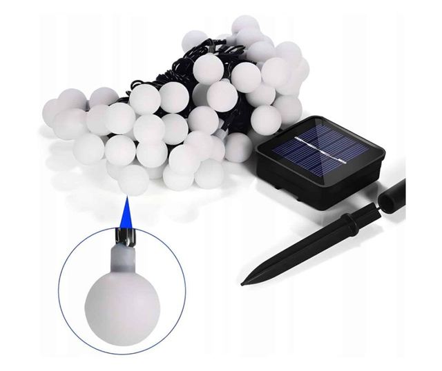 Ghirlanda Magica Luminoasa de exterior cu 50 LED-uri Multicolore, 8 functii si Panou Solar, lungime 6,7 m