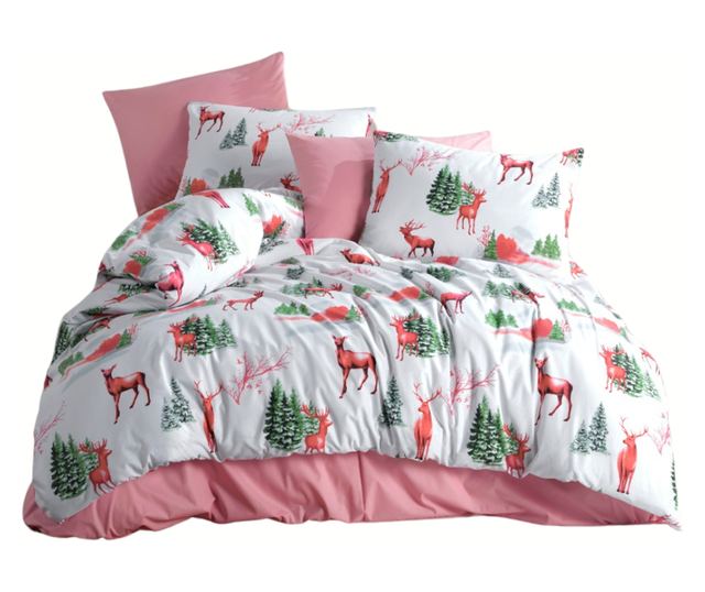 Majoli Bahar Home Collection dupla ágynemű, 100% ranforce pamut, 144 TC, 4 darab (200x220 cm takaróhuzat, 240x260 cm lepedő, 2 d