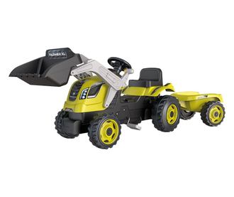 Traktor pedállal és pótkocsival Smoby Farmer Max zöld-fekete