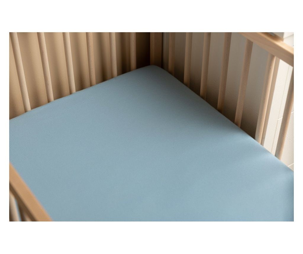 Sensillo Чаршаф с ластик от бамбуков вискоз 140x70 см Син - 3