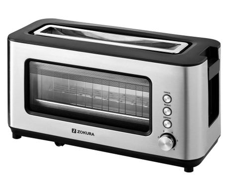 2 szeletes kenyérpirító üvegablakkal, 1200W - Zokura