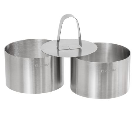 Set 2 inele de patiserie și presă, inox, 8x5cm - Zokura