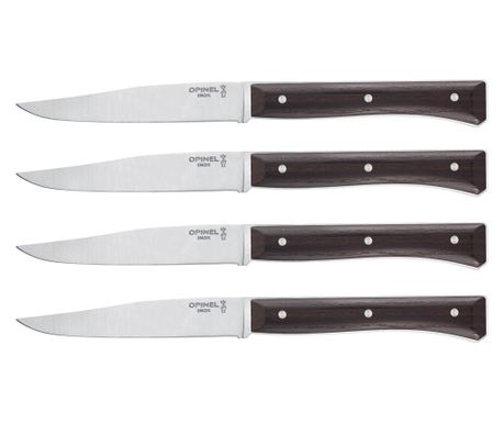4 darabos asztali kés készlet, rozsdamentes acél, 11 cm, "Facette", sötét kőris - Opinel