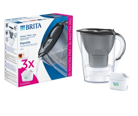 Стартов пакет BRITA Marella 2.4 L + 3 филтъра Maxtra PRO (сив)