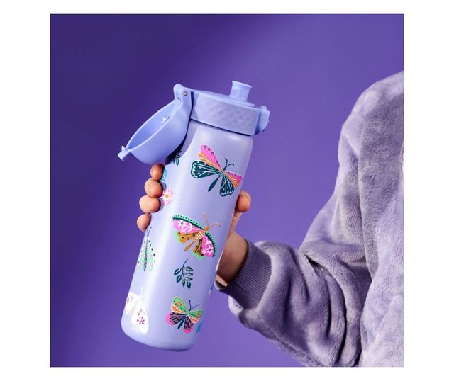 Tanka steklenica za vodo, nerjaveče jeklo, 500 ml, Metulji - Ion8
